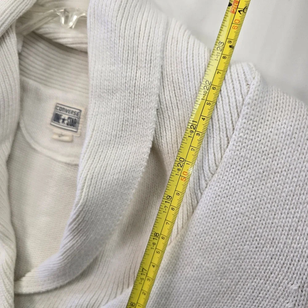 Converse Vintage One Star‎ Cream Knit Shawl Collar Sweater Small Made in Japan